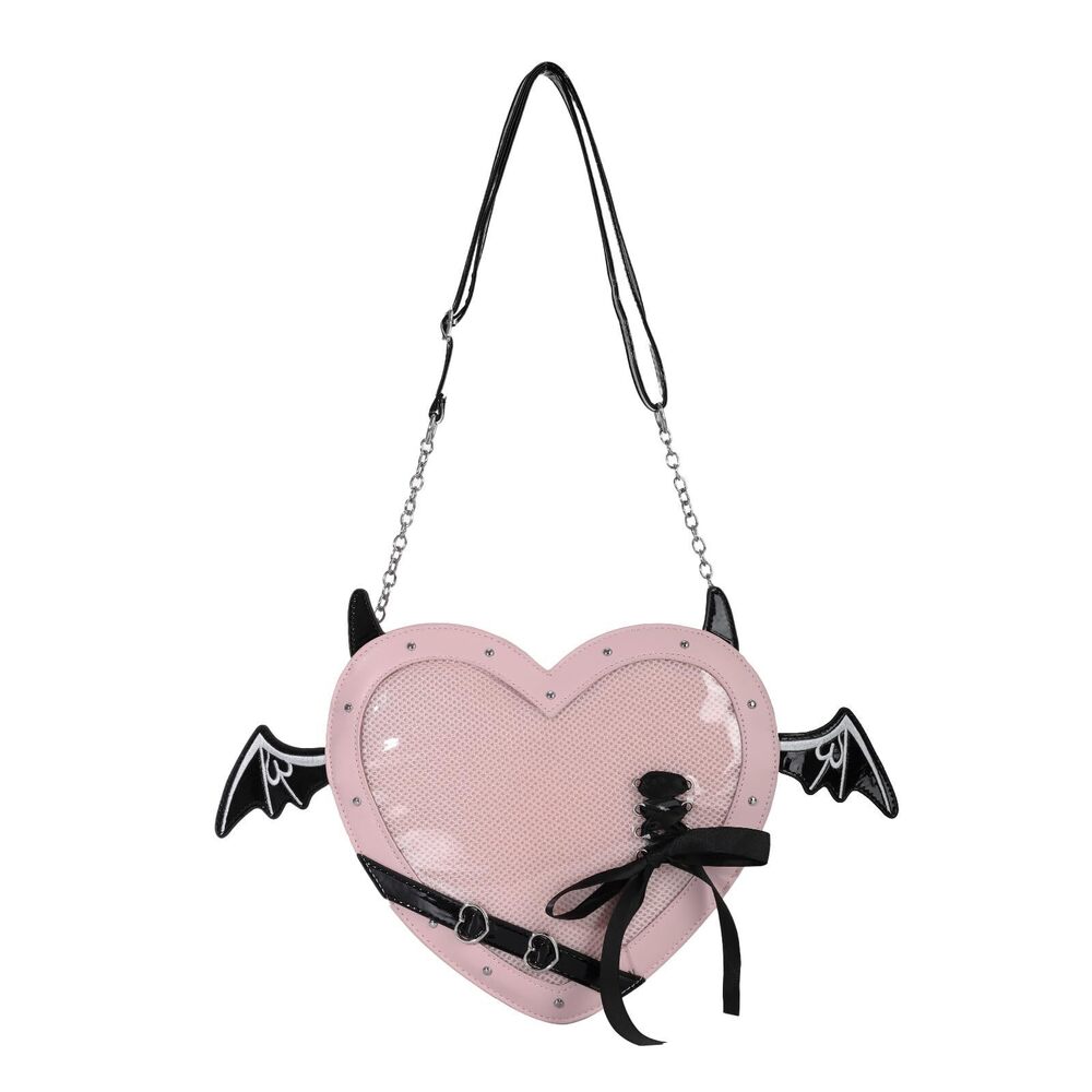 6907 Gothic Heart Purse Ita Shoulder Bag Cute Goth Y2k Bat Swing Crossbody